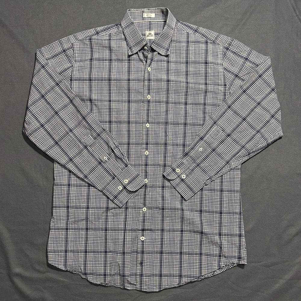 Peter Millar Mens Long Sleeve Button Down Large‎ White/Blue